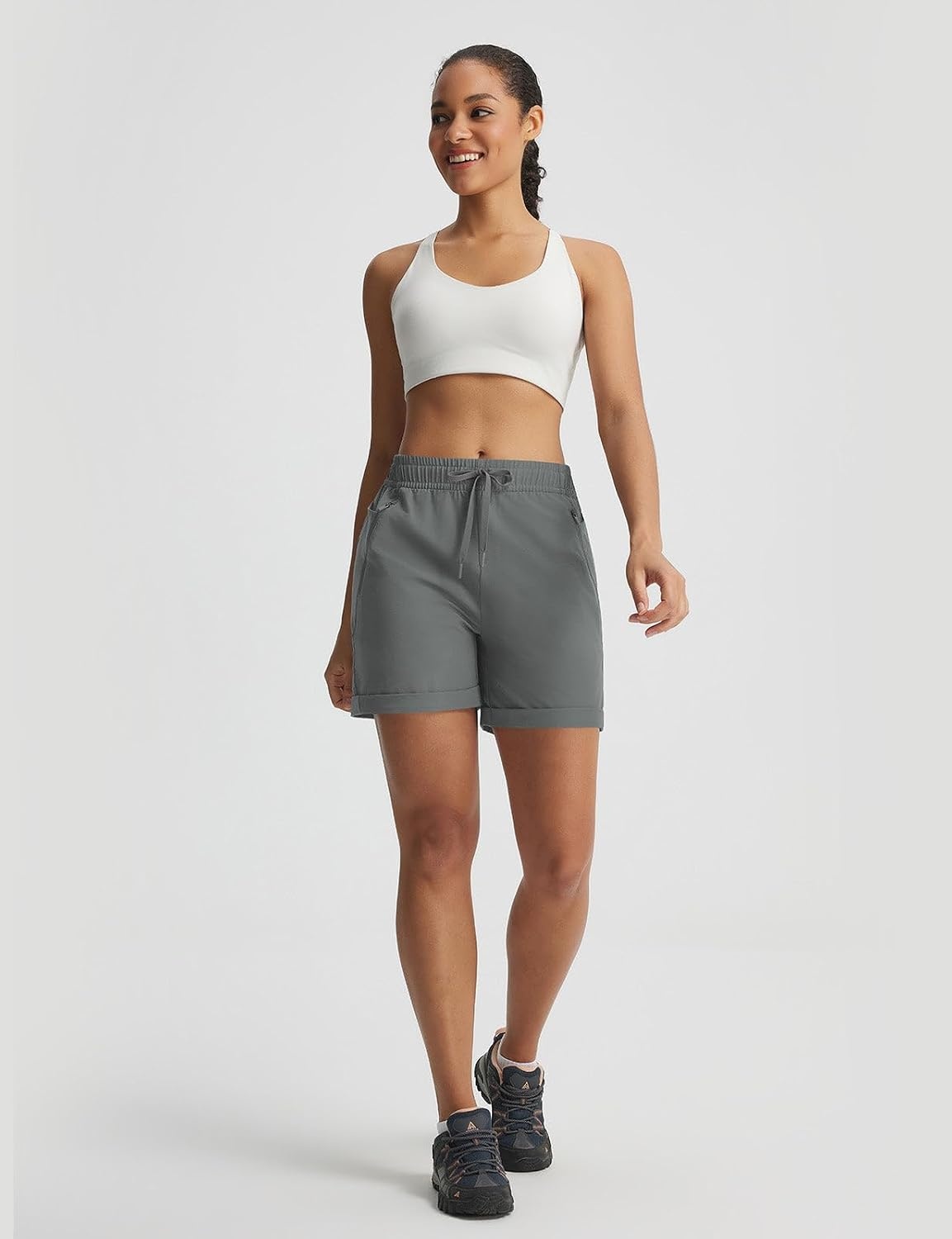 image:imagebaleaf Womens Hiking Shorts 5 with Zipper PocketsDark Grey