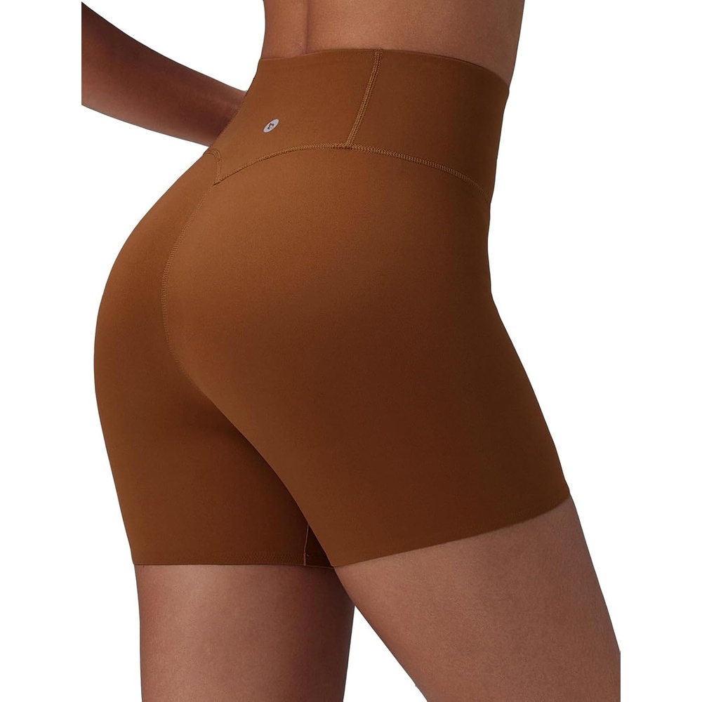image:imagebaleaf Freeleaf Broadway Womens Biker Shorts with Pockets Dance Yoga Workout Gym Running 5 High Waist Short PantsBrown