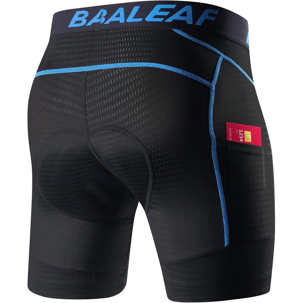image:imagebaleaf Mens Cycling Underwear 4D Padded Bike Shorts Pocket Mountain Bike Liner Bicycle GearBlue