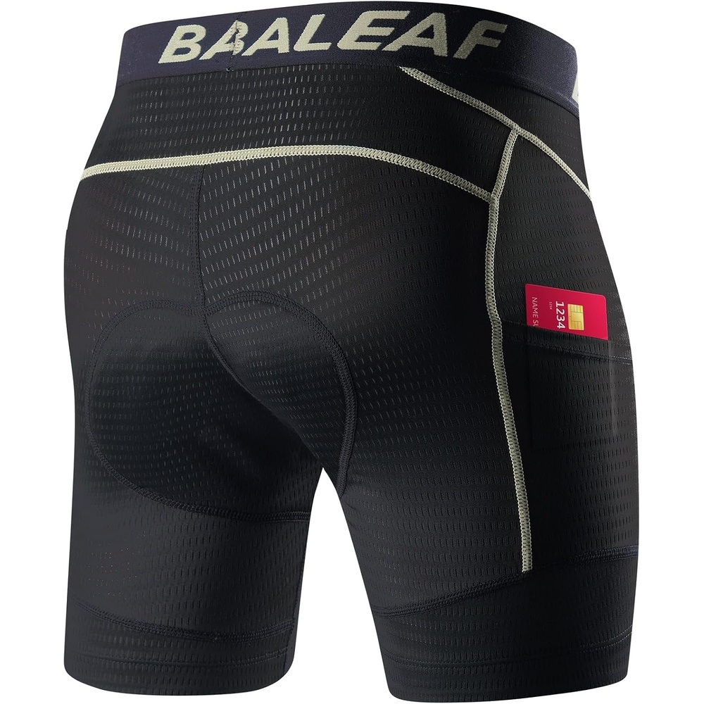 image:imagebaleaf Mens Cycling Underwear 4D Padded Bike Shorts Pocket Mountain Bike Liner Bicycle GearBrown