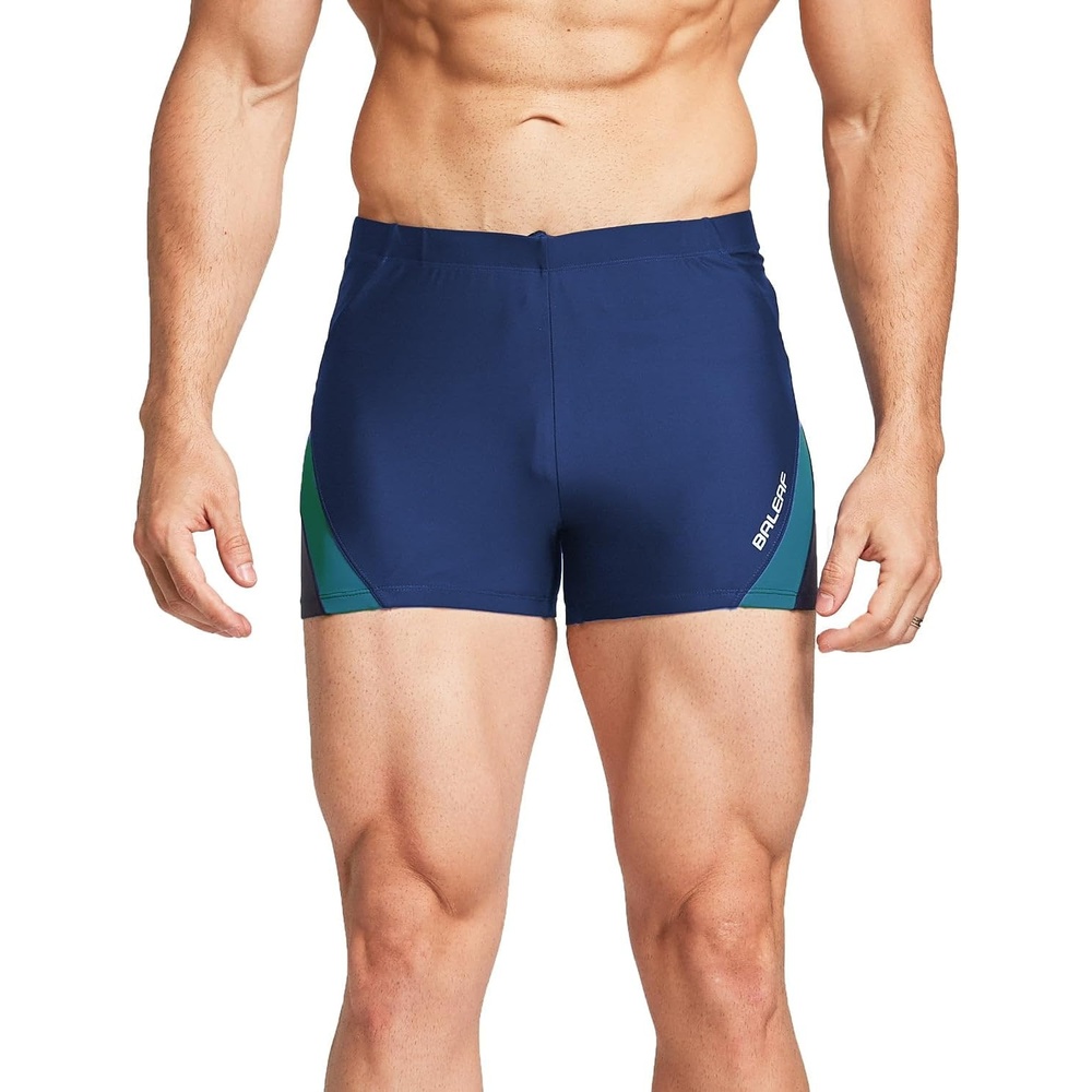 image:imagebaleaf Mens Square Leg Athletic Swim Jammers Durable Training SwimsuitBlueTeal Green
