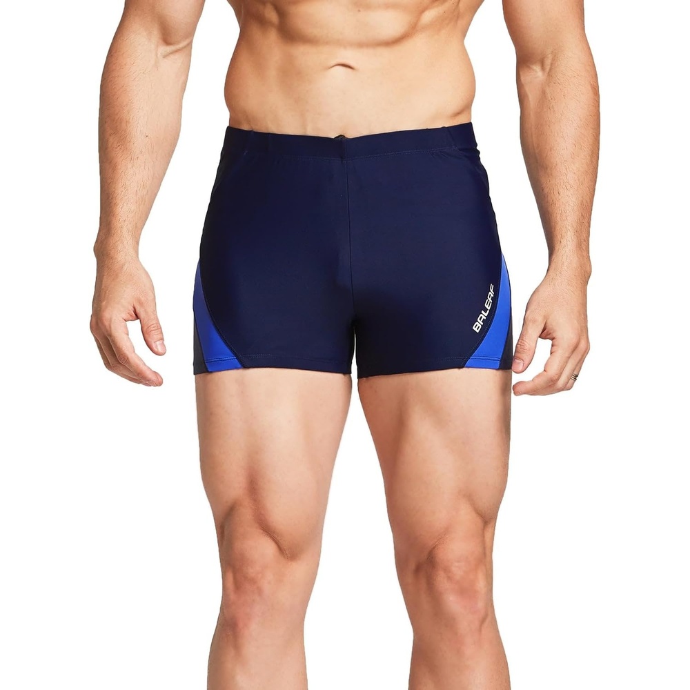 image:imagebaleaf Mens Square Leg Athletic Swim Jammers Durable Training SwimsuitNavy BlueWhite
