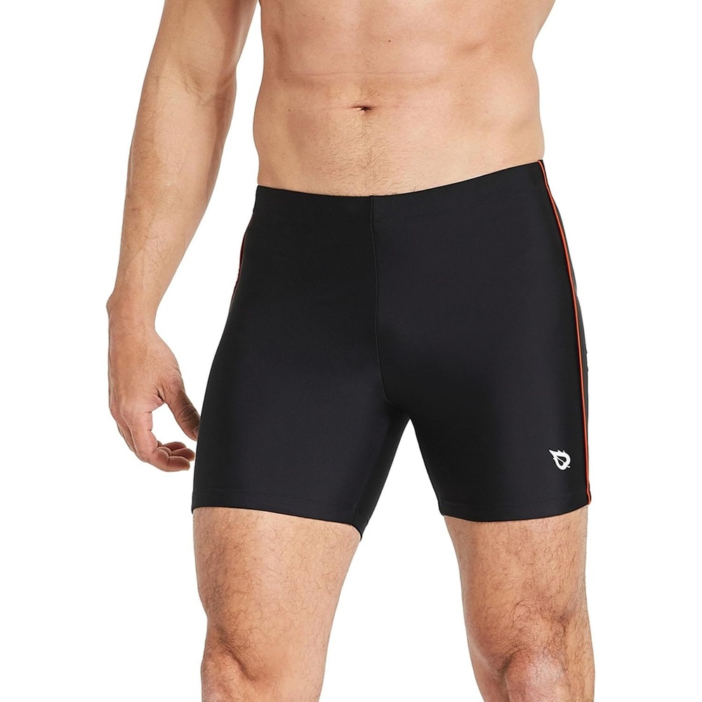 image:imagebaleaf Mens Swim Jammers Athletic Swimwear Quick Dry Swimsuit UPF 50Black Orange