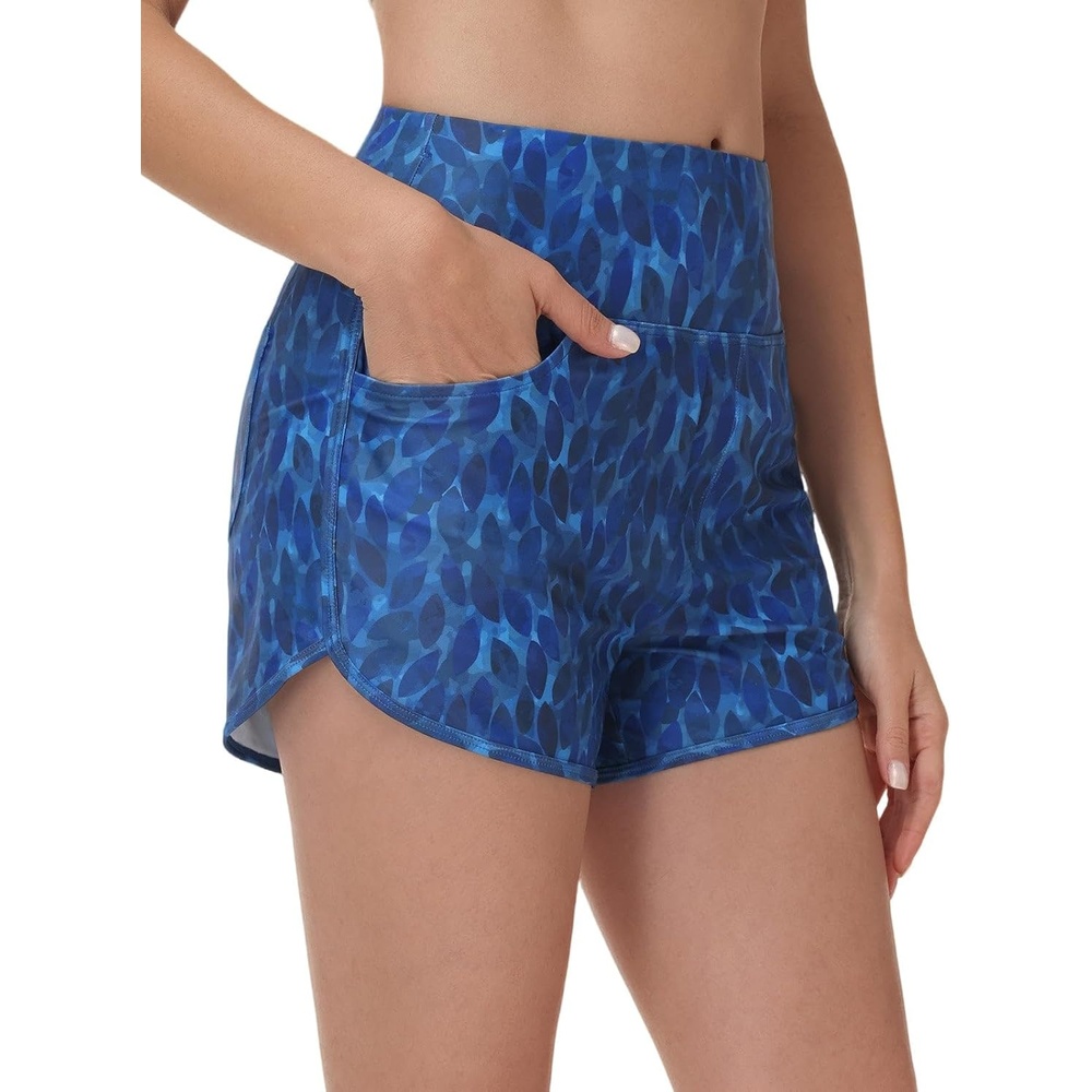 image:imagebaleaf Womens 3 Swim Shorts with VelcroSealed PocketsBlue Leaf