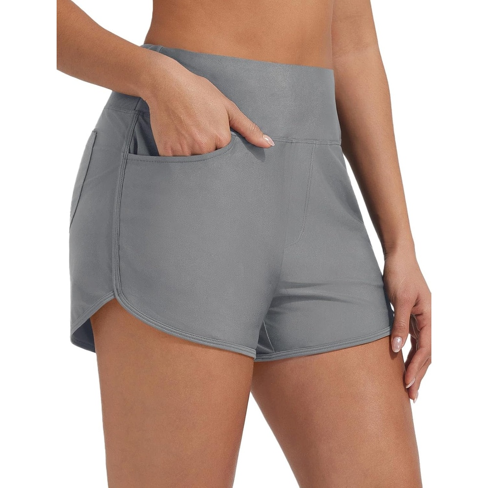 image:imagebaleaf Womens 3 Swim Shorts with VelcroSealed PocketsDark Gray