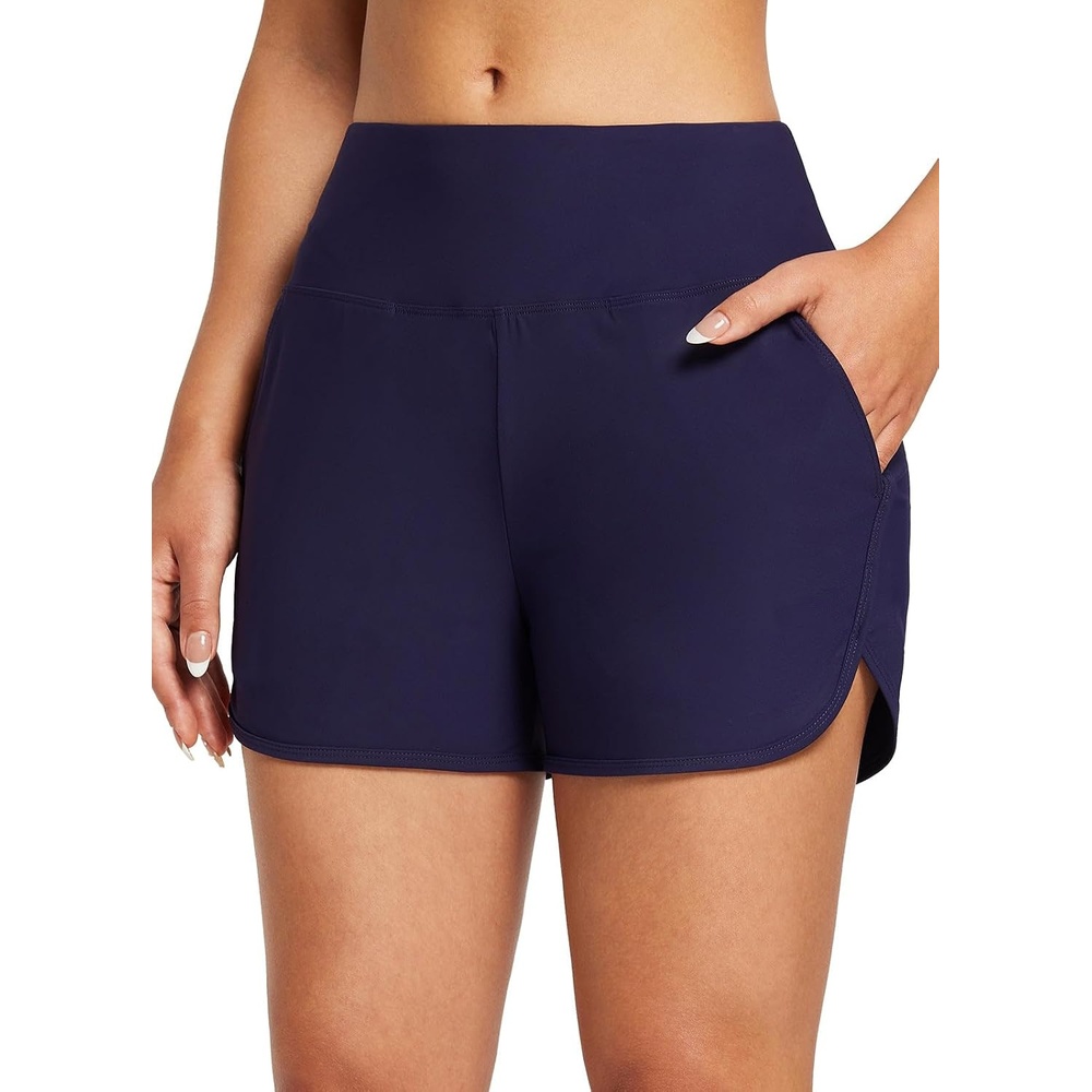 image:imagebaleaf Womens 357 Swim Shorts High Waisted Board Quick Dry PocketDark Blue