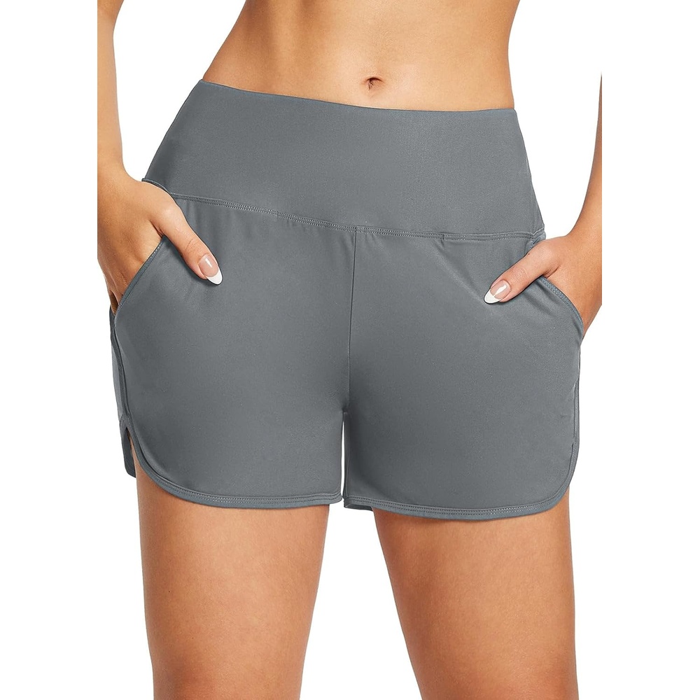 image:imagebaleaf Womens 357 Swim Shorts High Waisted Board Quick Dry PocketDark Gray