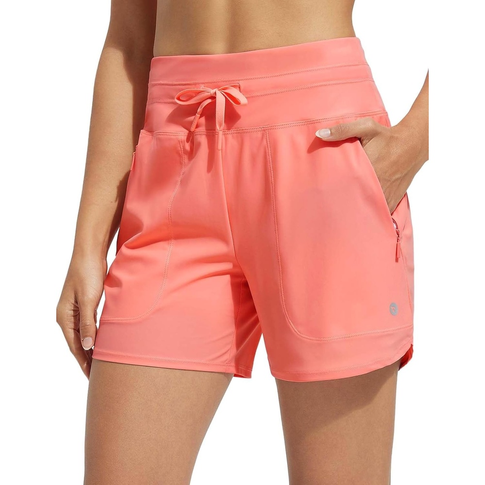 image:imagebaleaf Womens 5 Swim Board Shorts Beach Bottoms with Boxer LinerPink