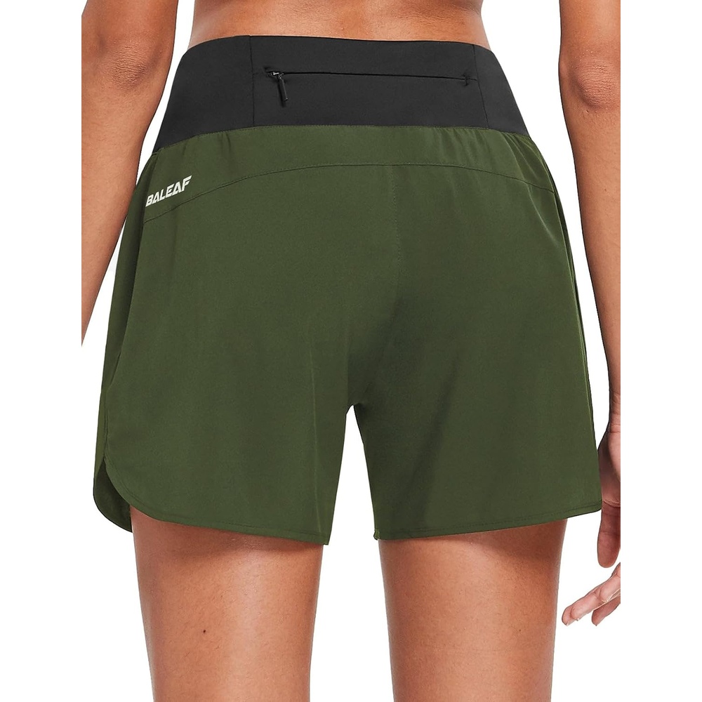 image:imagebaleaf Womens 5 Workout Running Shorts with Liner Quick Dry AthleticArmy Green