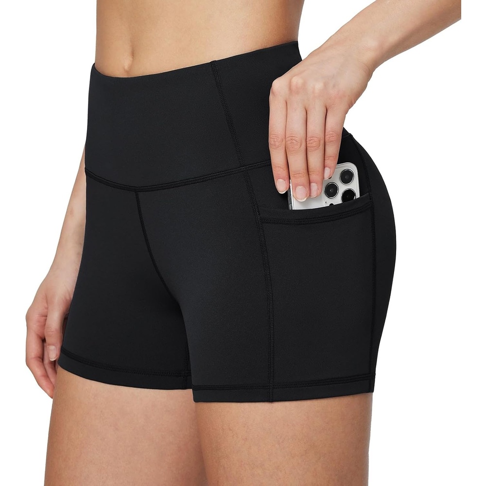 image:imagebaleaf Womens High Waist Biker Shorts with 3 PocketsBlackclassic