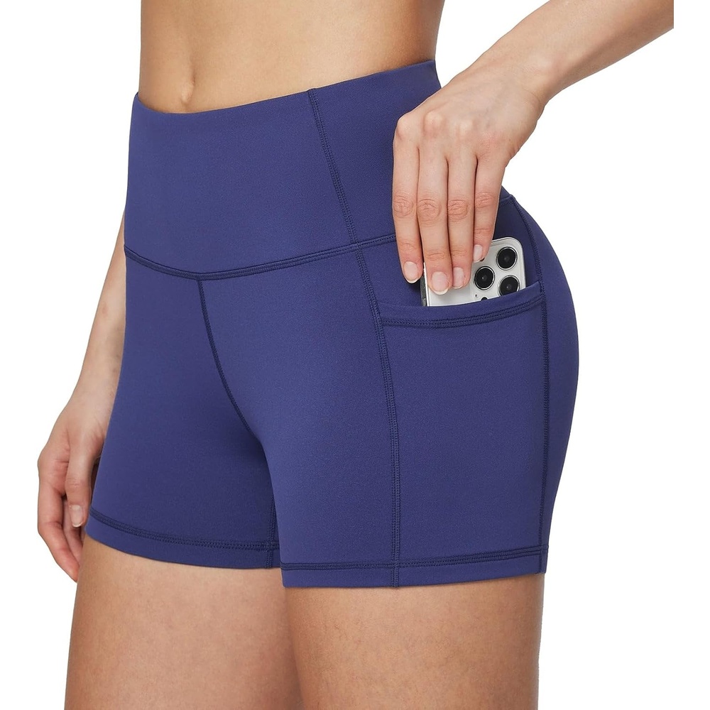 image:imagebaleaf Womens High Waist Biker Shorts with 3 PocketsNavy Blueclassic