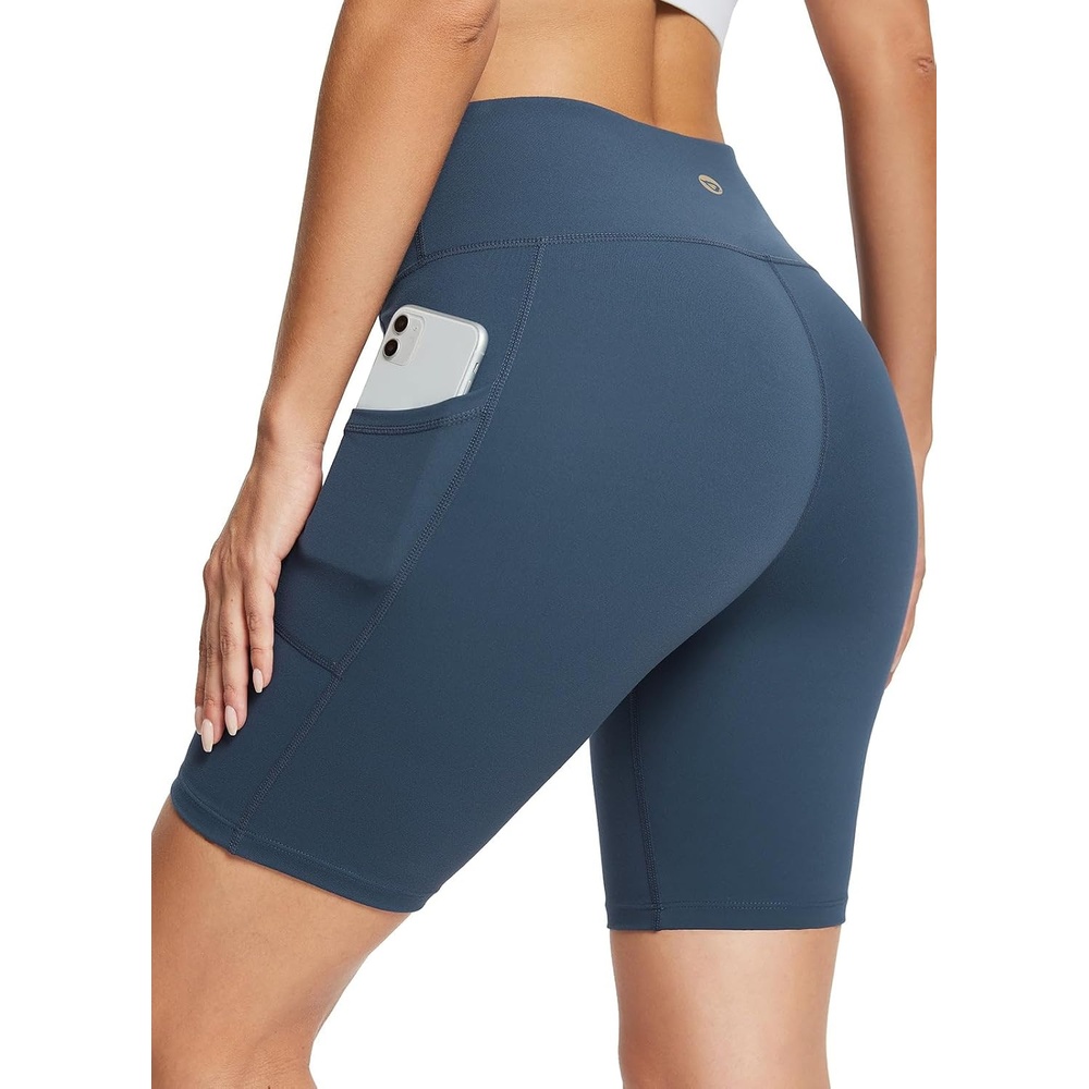 image:imagebaleaf Womens High Waist Biker Shorts with 3 PocketsNavy Bluesofter