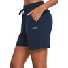 baleaf Womens 5″ Cotton Lounge Shorts Athletic with Pockets High Waist(Navy Blue)