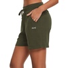 baleaf Womens 5″ Cotton Lounge Shorts Athletic with Pockets High Waist(Olive)