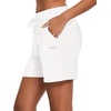 baleaf Womens 5″ Cotton Lounge Shorts Athletic with Pockets High Waist(White)