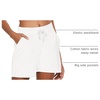 baleaf Womens 5″ Cotton Lounge Shorts Athletic with Pockets High Waist(White)