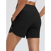baleaf Women’s 5″ Swim Board Shorts Beach Bottoms with Boxer Liner(Black)