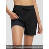 baleaf Women’s 5″ Swim Board Shorts Beach Bottoms with Boxer Liner(Black)