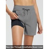 baleaf Women’s 5″ Swim Board Shorts Beach Bottoms with Boxer Liner(Dark Gray)