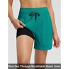 baleaf Women’s 5″ Swim Board Shorts Beach Bottoms with Boxer Liner(Green)