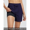 baleaf Women’s 5″ Swim Board Shorts Beach Bottoms with Boxer Liner(Navy Blue)