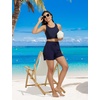 baleaf Women’s 5″ Swim Board Shorts Beach Bottoms with Boxer Liner(Navy Blue)