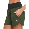 baleaf Women’s 5″ Workout Running Shorts with Liner Quick Dry Athletic(Army Green)