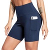 baleaf Women’s 6″/8″ High Waisted Biker Shorts Workout Running with Pockets(Dark Blue)