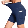 baleaf Women’s 6″/8″ High Waisted Biker Shorts Workout Running with Pockets(Dark Blue)