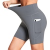 baleaf Women’s 6″/8″ High Waisted Biker Shorts Workout Running with Pockets(Dark Grey)