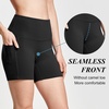 baleaf Women’s High Waist Biker Shorts with 3 Pockets(Black-softer)
