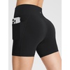baleaf Women’s High Waist Biker Shorts with 3 Pockets(Black-stretchier-lycra)