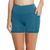 baleaf Women’s High Waist Biker Shorts with 3 Pockets(Blue-classic)