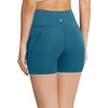 baleaf Women’s High Waist Biker Shorts with 3 Pockets(Blue-classic)
