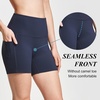 baleaf Women’s High Waist Biker Shorts with 3 Pockets(Blue-softer)