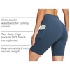 baleaf Women’s High Waist Biker Shorts with 3 Pockets(Blue-softer)