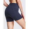 baleaf Women’s High Waist Biker Shorts with 3 Pockets(Blue-softer)