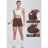 baleaf Women’s High Waist Biker Shorts with 3 Pockets(Brown-classic)