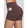 baleaf Women’s High Waist Biker Shorts with 3 Pockets(Brown-classic)