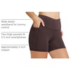 baleaf Women’s High Waist Biker Shorts with 3 Pockets(Brown-classic)