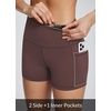 baleaf Women’s High Waist Biker Shorts with 3 Pockets(Brown-classic)
