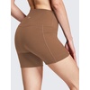 baleaf Women’s High Waist Biker Shorts with 3 Pockets(Brown-softer)
