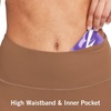 baleaf Women’s High Waist Biker Shorts with 3 Pockets(Brown-softer)
