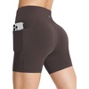 baleaf Women’s High Waist Biker Shorts with 3 Pockets(Brown-stretchier-lycra)