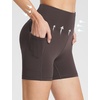 baleaf Women’s High Waist Biker Shorts with 3 Pockets(Brown-stretchier-lycra)