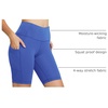 baleaf Women’s High Waist Biker Shorts with 3 Pockets(Earth Blue-classic)