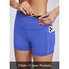 baleaf Women’s High Waist Biker Shorts with 3 Pockets(Earth Blue-classic)
