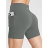 baleaf Women’s High Waist Biker Shorts with 3 Pockets(Gray-stretchier-lycra)