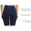 baleaf Women’s High Waist Biker Shorts with 3 Pockets(Heather Blue-classic)