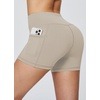 baleaf Women’s High Waist Biker Shorts with 3 Pockets(Khaki-classic)